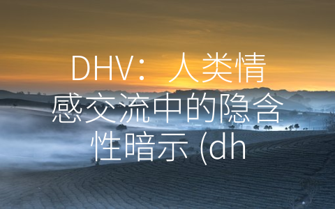 DHV：人类情感交流中的隐含性暗示 (dhv是什么意思)