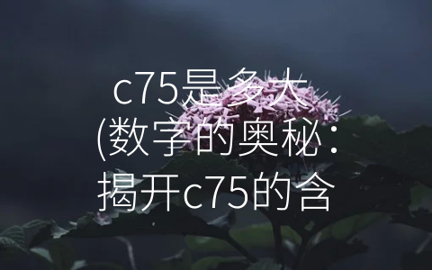 c75是多大 (数字的奥秘：揭开c75的含义与背后故事)