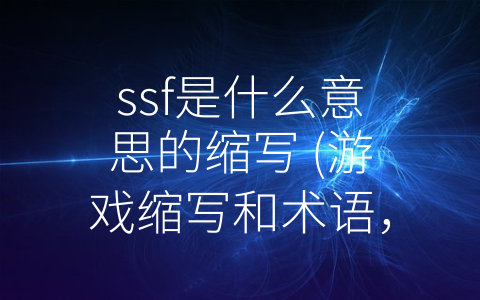 ssf是什么意思的缩写 (游戏缩写和术语，了解它们，更好地了解游戏世界)