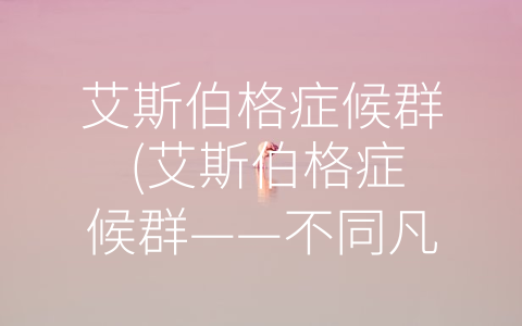 艾斯伯格症候群 (艾斯伯格症候群——不同凡响的特殊群体)