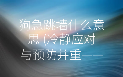 狗急跳墙什么意思 (冷静应对与预防并重——探究-狗急跳墙”的深刻含义)