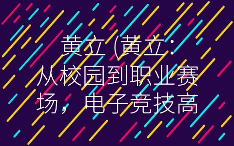 黄立 (黄立：从校园到职业赛场，电子竞技高手的成功之路)