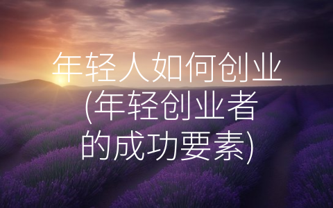 年轻人如何创业 (年轻创业者的成功要素)