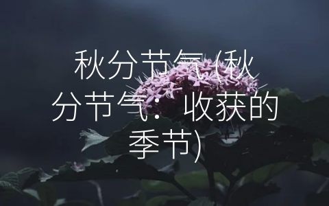 秋分节气 (秋分节气：收获的季节)