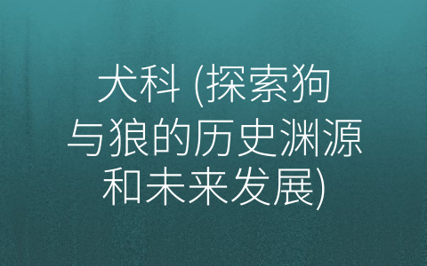 犬科 (探索狗与狼的历史渊源和未来发展)