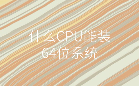 什么CPU能装64位系统