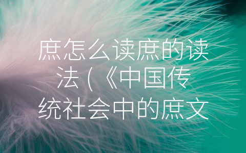 庶怎么读庶的读法 (《中国传统社会中的庶文化：家族制度、社会等级和文学创作》)