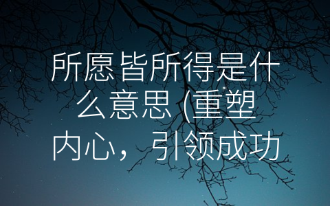 所愿皆所得是什么意思 (重塑内心，引领成功——所愿皆所得的积极性理论)