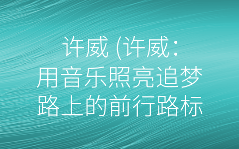 许威 (许威：用音乐照亮追梦路上的前行路标)