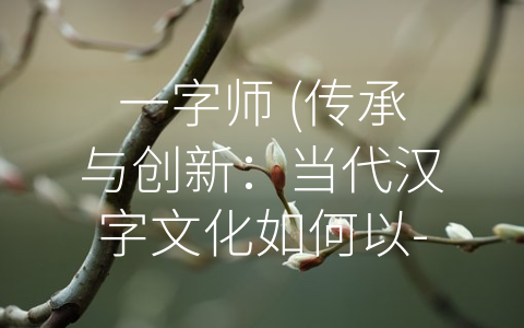 一字师 (传承与创新：当代汉字文化如何以-一字师”为媒介？)
