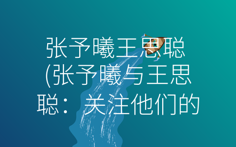 张予曦王思聪 (张予曦与王思聪：关注他们的才华和实力而非绯闻和私生活。)