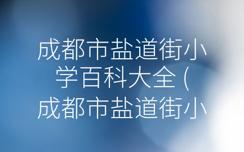 成都市盐道街小学百科大全 (成都市盐道街小学：领略多彩世界的开启之门)