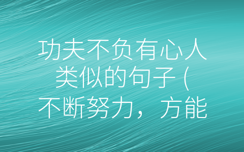 功夫不负有心人类似的句子 (不断努力，方能成就大事)