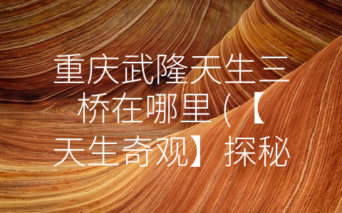 重庆武隆天生三桥在哪里 (【天生奇观】探秘重庆武隆天生三桥的历史、自然和人文之美)