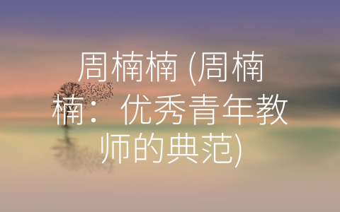 周楠楠 (周楠楠：优秀青年教师的典范)