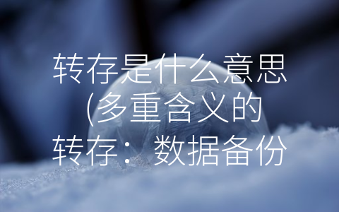 转存是什么意思 (多重含义的转存：数据备份、数字档案与知识共享)