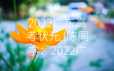 2022广东高考状元 (陈同学：2022广东高考的状元之路)