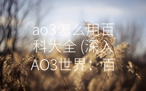 ao3怎么用百科大全 (深入AO3世界：百科大全解析)