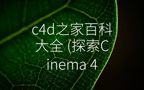 c4d之家百科大全 (探索Cinema 4D之美——C4D之家百科大全)