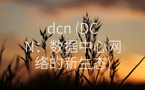 dcn (DCN：数据中心网络的新生态)