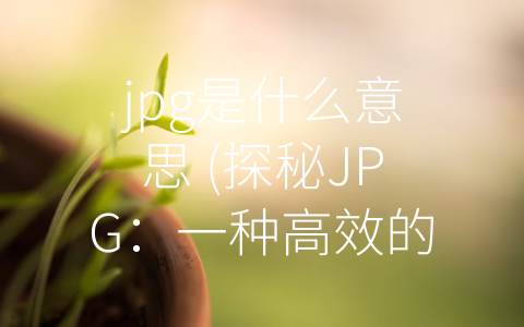 jpg是什么意思 (探秘JPG：一种高效的图片压缩格式)