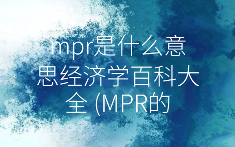 mpr是什么意思经济学百科大全 (MPR的重要性及其对经济发展的影响)