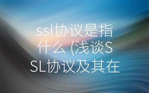 ssl协议是指什么 (浅谈SSL协议及其在保护网络通信中的应用)