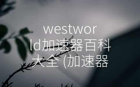 westworld加速器百科大全 (加速器：开启西部世界式未来)