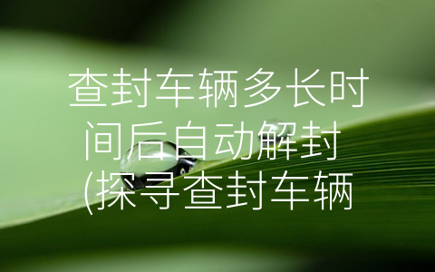 查封车辆多长时间后自动解封 (探寻查封车辆多长时间后自动解封的实践经验)