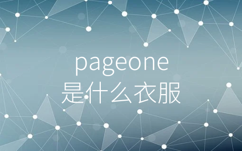 pageone是什么衣服